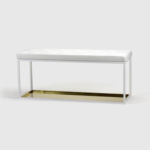 Load image into Gallery viewer, Bench 11 in white, white leather and brass, Scherlin Form, image
