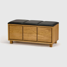 Load image into Gallery viewer, Bench 6, Solid Oak, Black Leather, Scherlin Form, image
