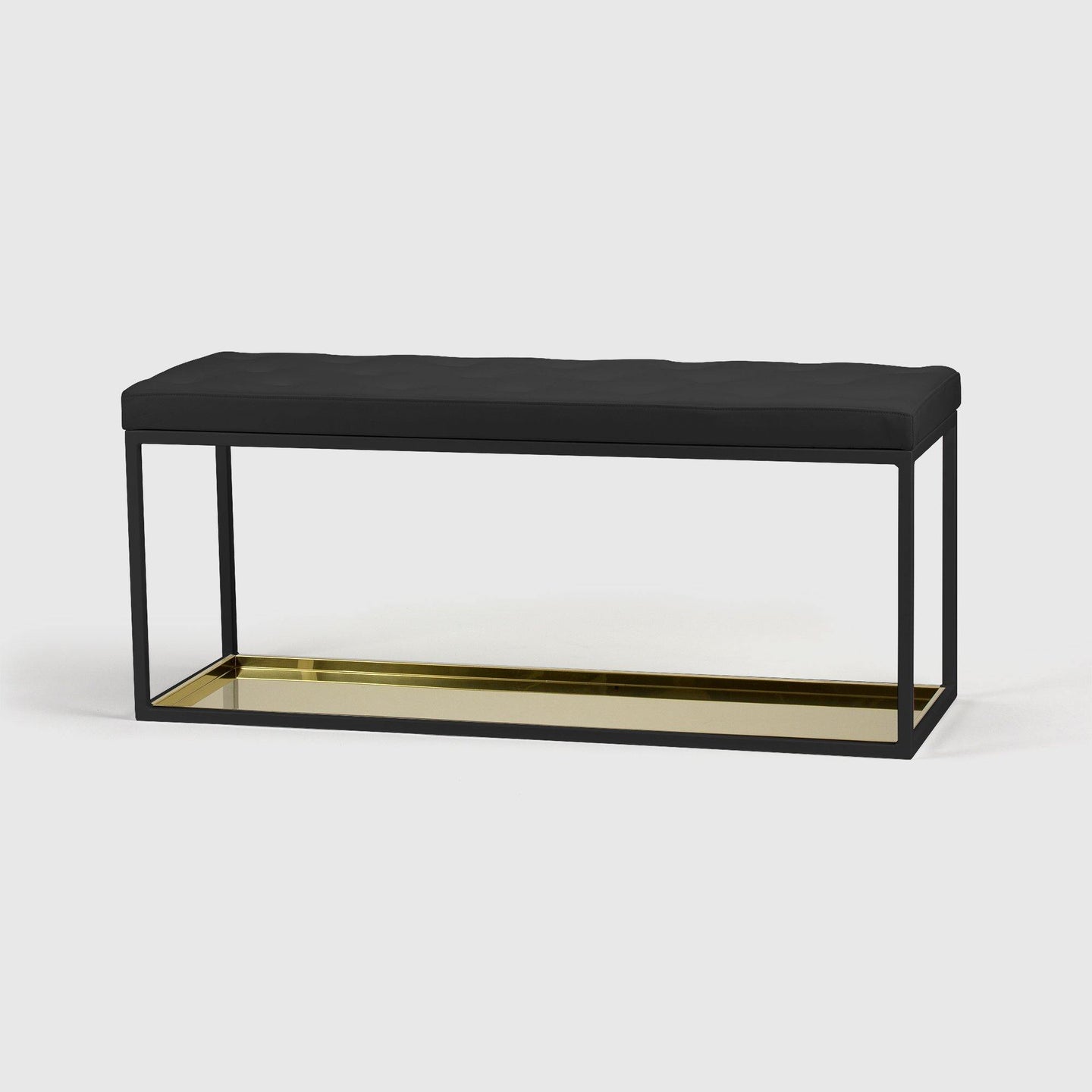 Bench 11 in black, black leather and brass, Scherlin Form,  image 