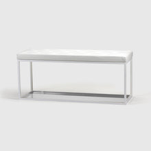 Load image into Gallery viewer, Bench 11 in white, white leather and zink, Scherlin Form, image
