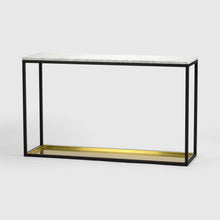 Load image into Gallery viewer, Console Table 11 One level, Black, Brass, Carrara Marble, Scherlin Form, image
