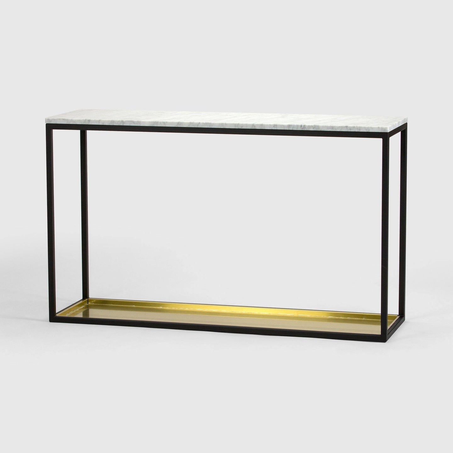 Console Table 11 One level, Black, Brass, Carrara Marble, Scherlin Form, image
