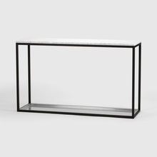 Load image into Gallery viewer, Console Table 11 One Level, Black, Carrara Marble, Zinc, Scherlin Form, image
