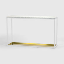 Load image into Gallery viewer, Console table 11 One Level, White, Brass, Carrara Marble, Scherlin Form, image
