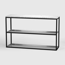 Load image into Gallery viewer, Console Table 11 Two Levels, Black, Carrara Marble, Zinc, Scherlin Form, image
