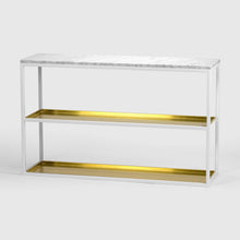 Load image into Gallery viewer, Console table 11 Two Levels, White, Brass, Carrara Marble, Scherlin Form, image
