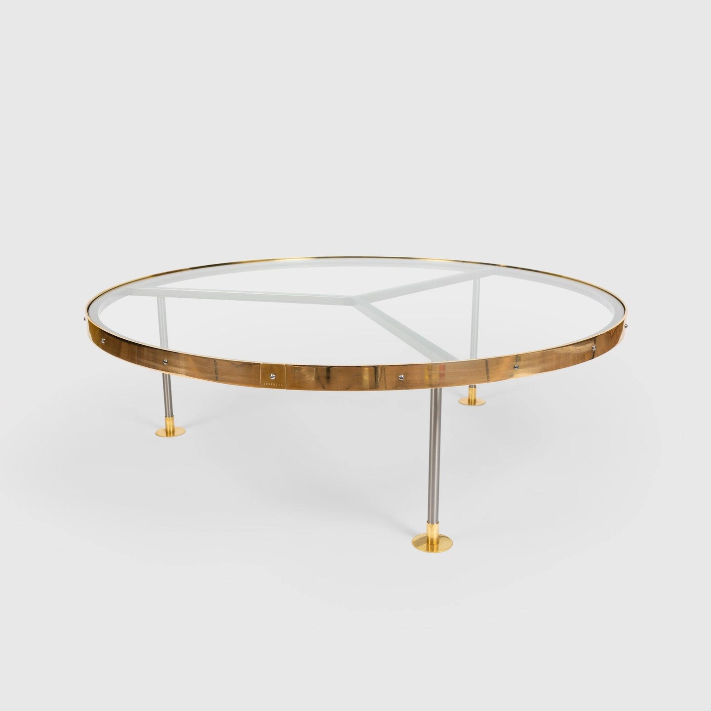 Sofa Table 14, Glass, Stainless Steel, Brass, Scherlin Form, image